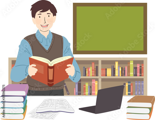 Man Literature Teacher Illu...