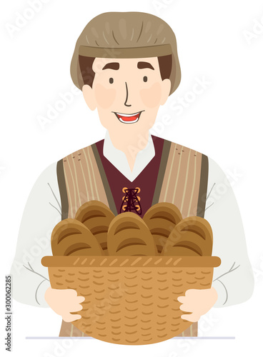 Man Medieval Baker Illustra...