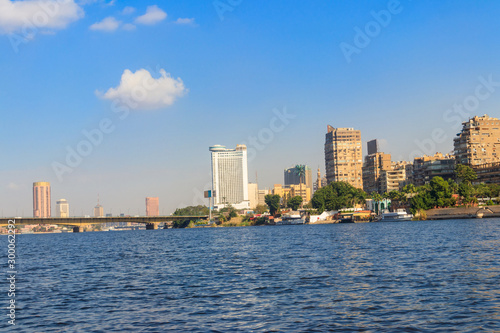 View of the Cairo city and Nile river in Egypt © olyasolodenko