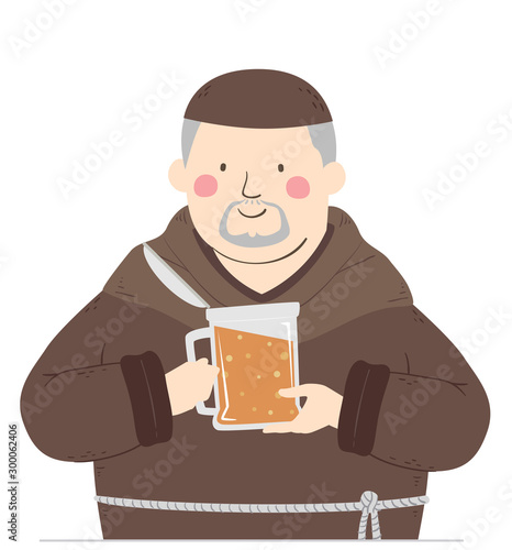 Man Monk Beer Illustration