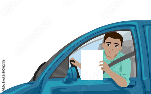 Teen Boy Driving Lesson Ill...