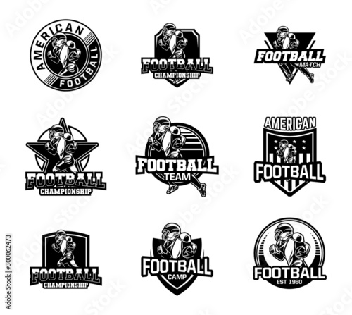 american football badge sign vector set
