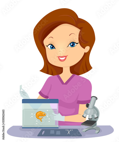 Girl Vet Fish Physical Exam...