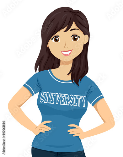 Teen Girl University Shirt Illustration