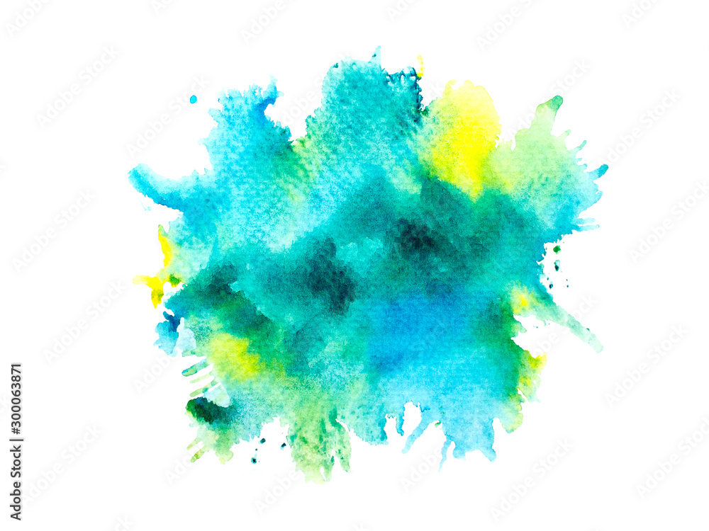 abstract watercolor background.splash color green on paper.