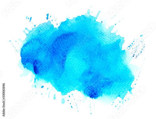 abstract watercolor background.splash color blue on paper.