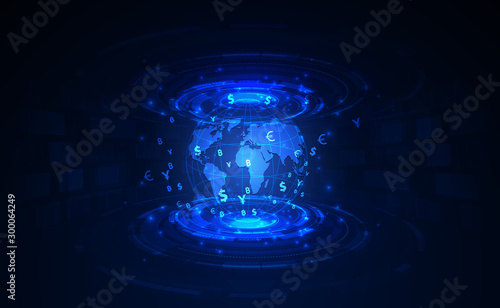 Money transfer. Global Currency. Stock Exchange. Stock vector illustration.