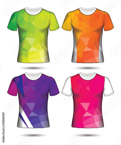  t-shirt templates abstract geometric collection of different colors polygonal mosaic