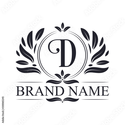 Fototapeta Naklejka Na Ścianę i Meble -  Letter D logo design. Alphabet D luxurious logo, vintage ornamental luxury logo design template.