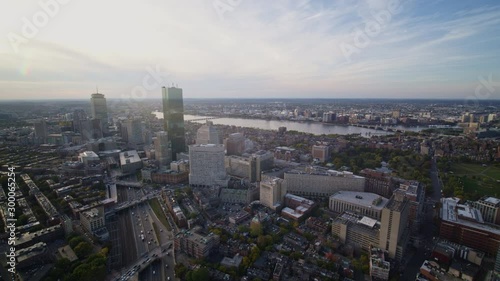 Wallpaper Mural Boston Massachusetts Aerial v205 Panoramic to reverse looking at Back Bay and South End neighborhoods - October 2017 Torontodigital.ca