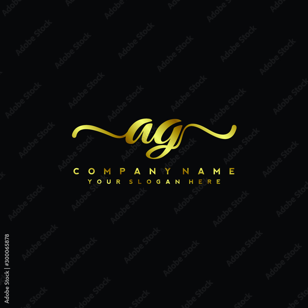AG Letter Handwriting Vector. gold Handwriting Logo AG Letter Handwriting Vector. gold Handwriting Logo