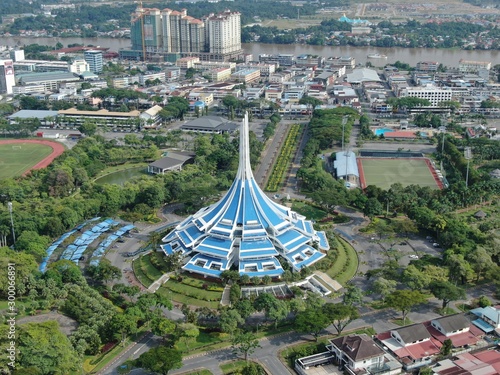 Kuching, Sarawak / Malaysia - October 16 2019: The buildings, landmarks and scenery of the Kuching city, capital of Sarawak, Borneo island