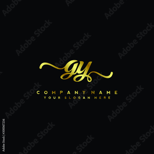GY Letter Handwriting Vector. gold Handwriting Logo