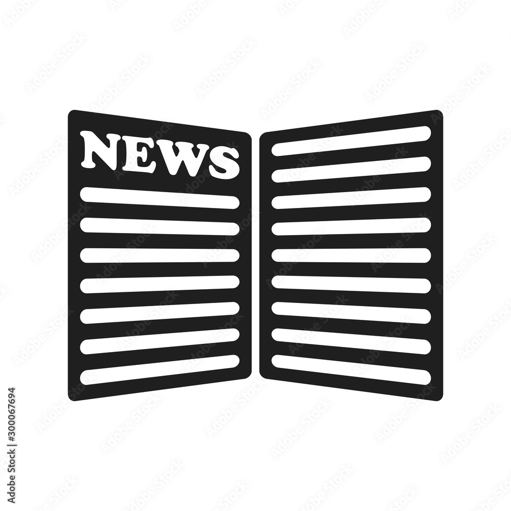 Newspaper icon flat vector black shape design illustration Newspaper icon flat vector black shape design illustration