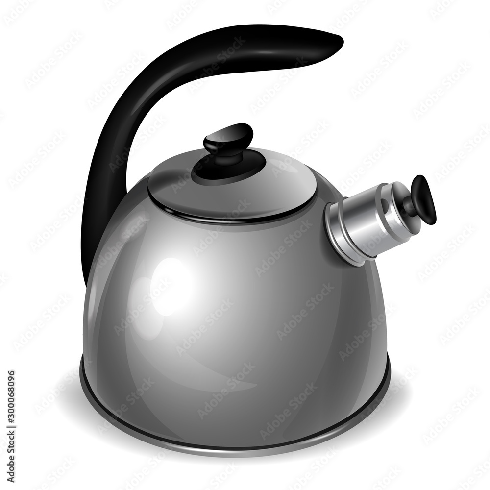 Metal kettle isolated on white background. Tea pot. Chai. Vector  illustration Stock Vector