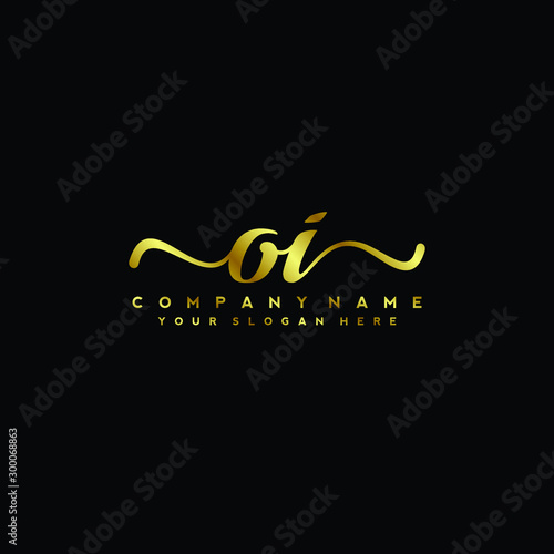OI Letter Handwriting Vector. gold Handwriting Logo