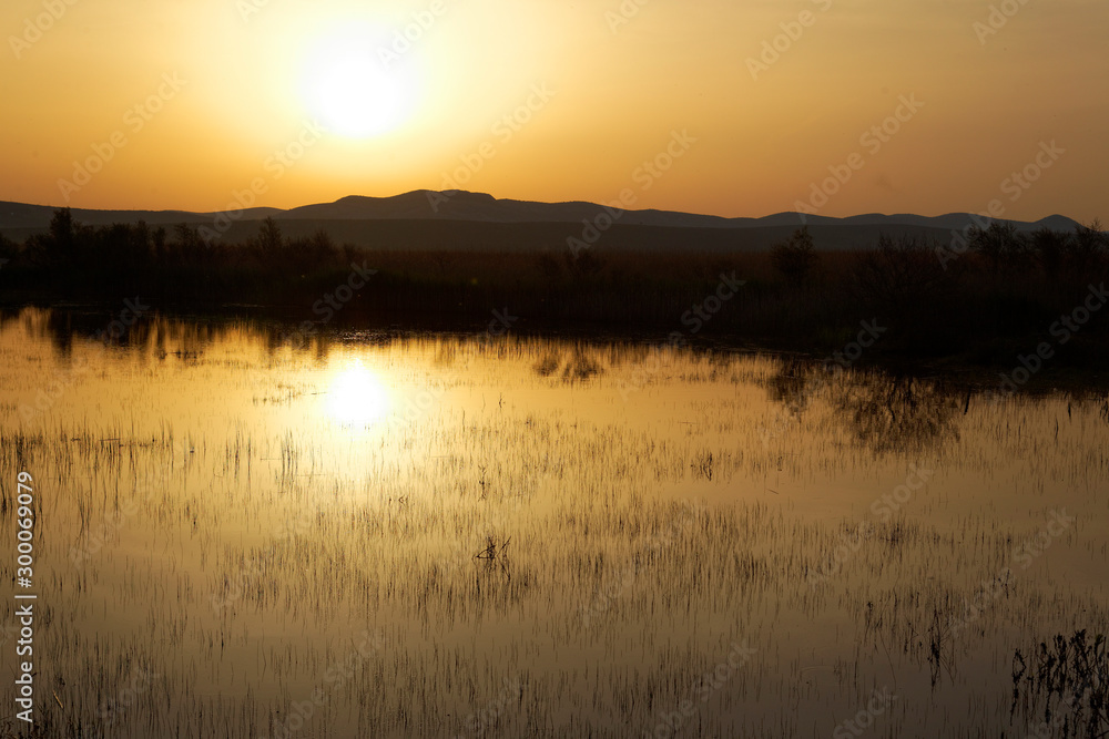 Fototapeta premium Sunrise on Vransko jezero in Dalmatia, Croatia