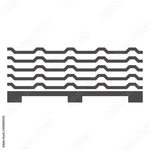 Roofing Sheet Iron  on a pallet icon in flat style.Vector illustration.