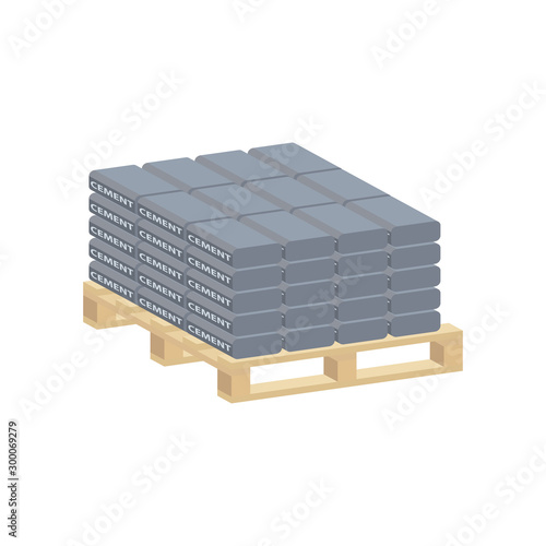 Cement bags on a pallet.Vector isometric and 3D view.