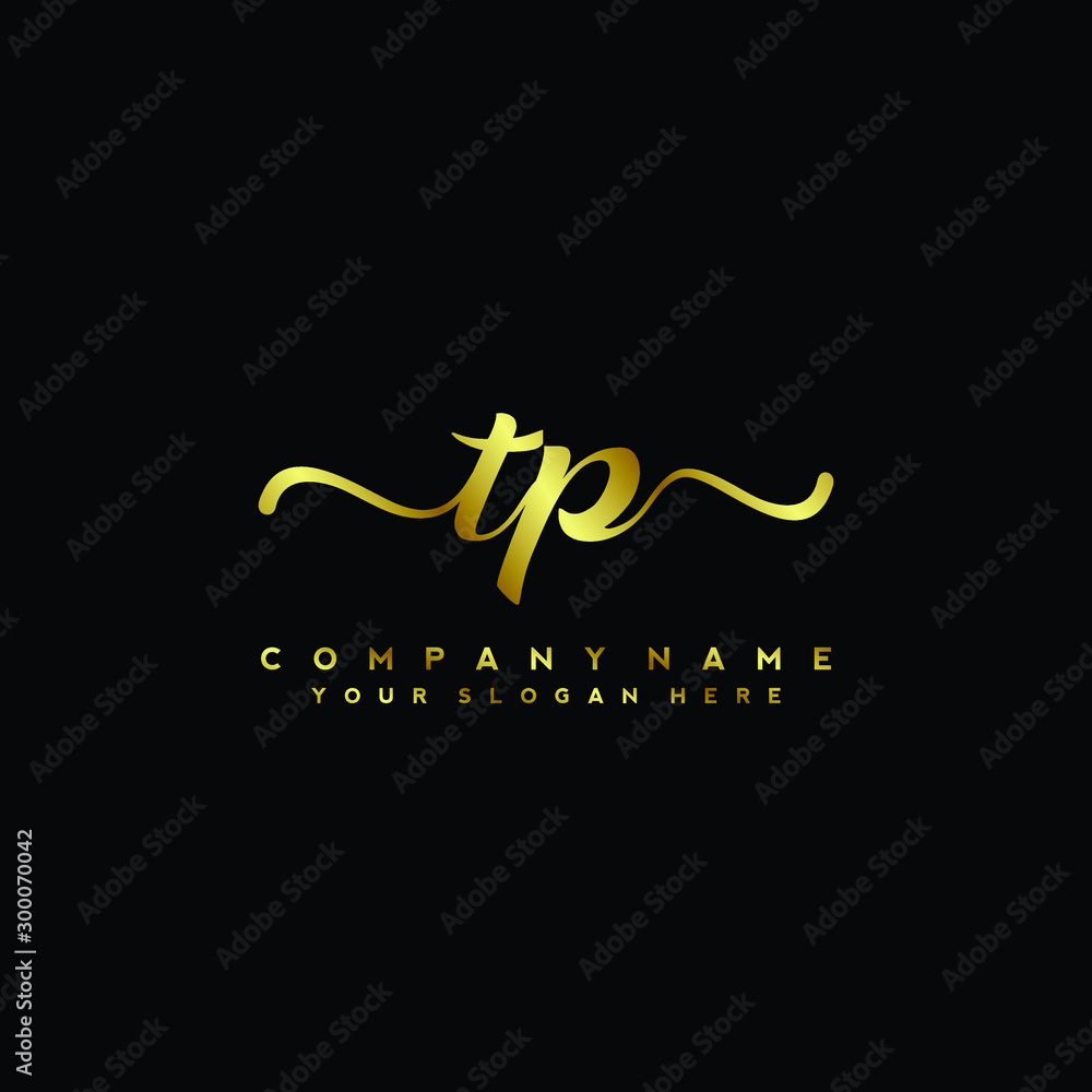 TP Letter Handwriting Vector. gold Handwriting Logo TP Letter Handwriting Vector. gold Handwriting Logo