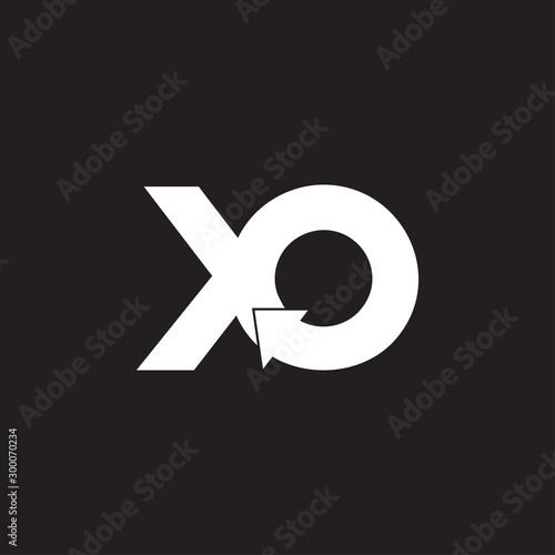 letter xo circle geometric arrow logo vector