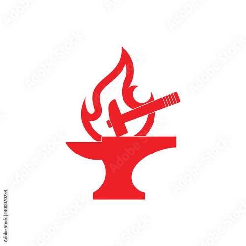 flat flame line blacksmith symbol logo vector