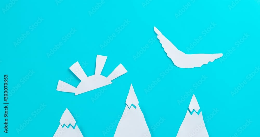 Sunrise over the mountains. Cartoon styled video Sunrise over the mountains. Cartoon styled video