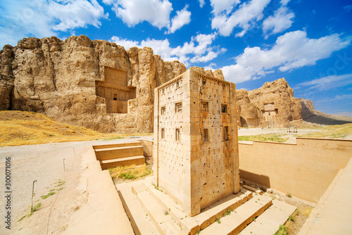 Scenic view of Persian king's tomb in Naqsh-e Rustam, Iran. photo