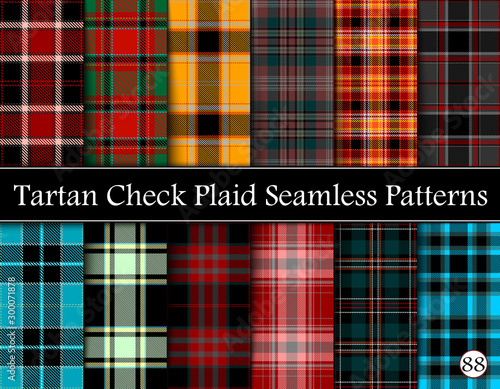 Set Tartan Plaid Scottish Seamless Pattern