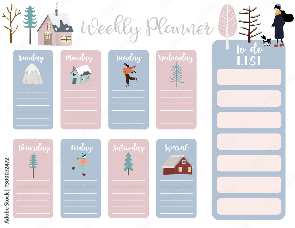 Premium Vector  Big collection of cute weekly trendy planner