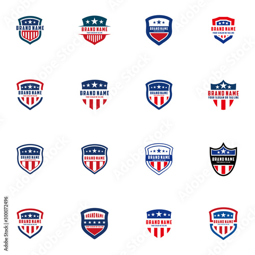 collection of American shield vector design logos