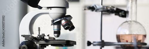 Head microscope on the background laboratory