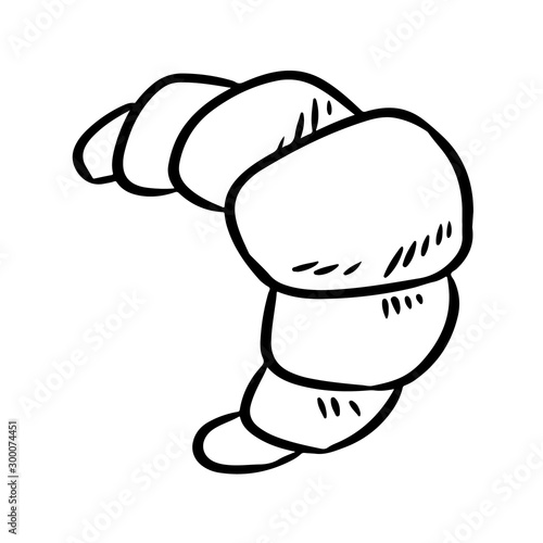 Tasty croissant comic doodle icon. Social media highlight logo. Vector isolated on white background