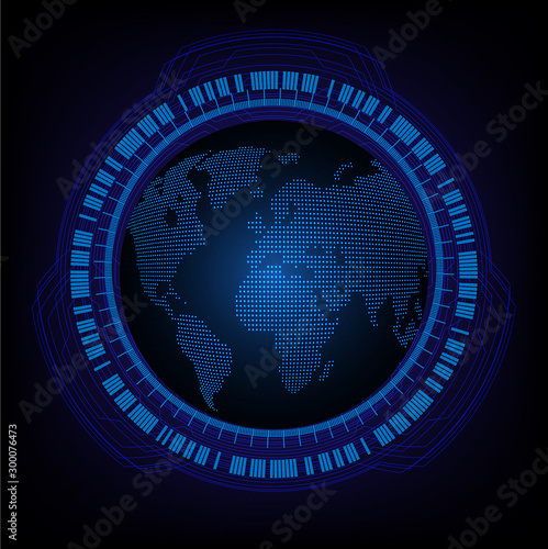 Safety concept, Closed Padlock on digital background, cyber security, Blue world abstract hi speed internet technology background