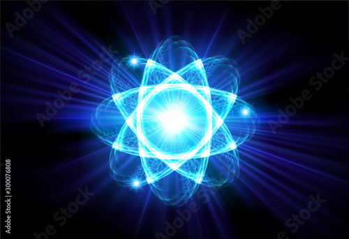 Dark Blue Shining atom scheme. illustration. Abstract Technology background for computer graphic