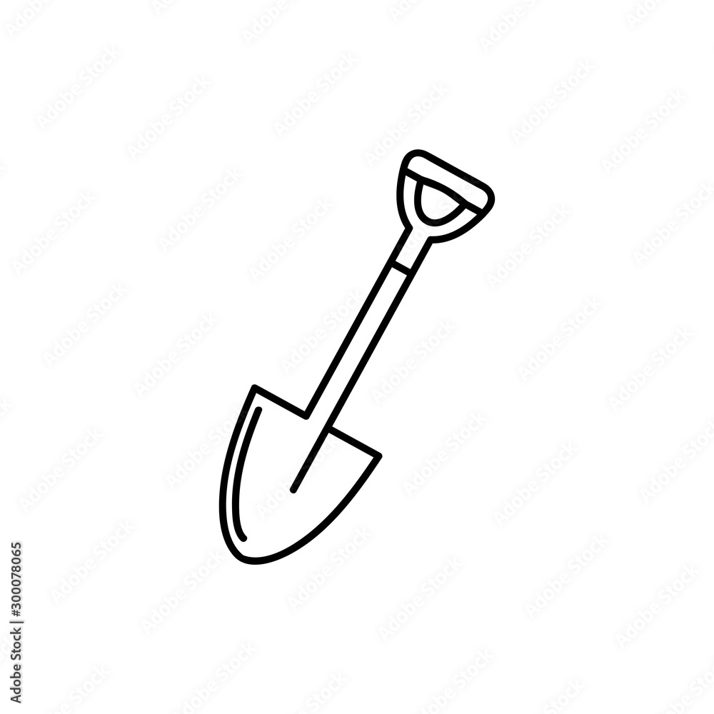 shovel icon illustration isolated vector sign symbol. Linear outline icon on white background. Vector shovel icon illustration isolated vector sign symbol. Linear outline icon on white background. Vector