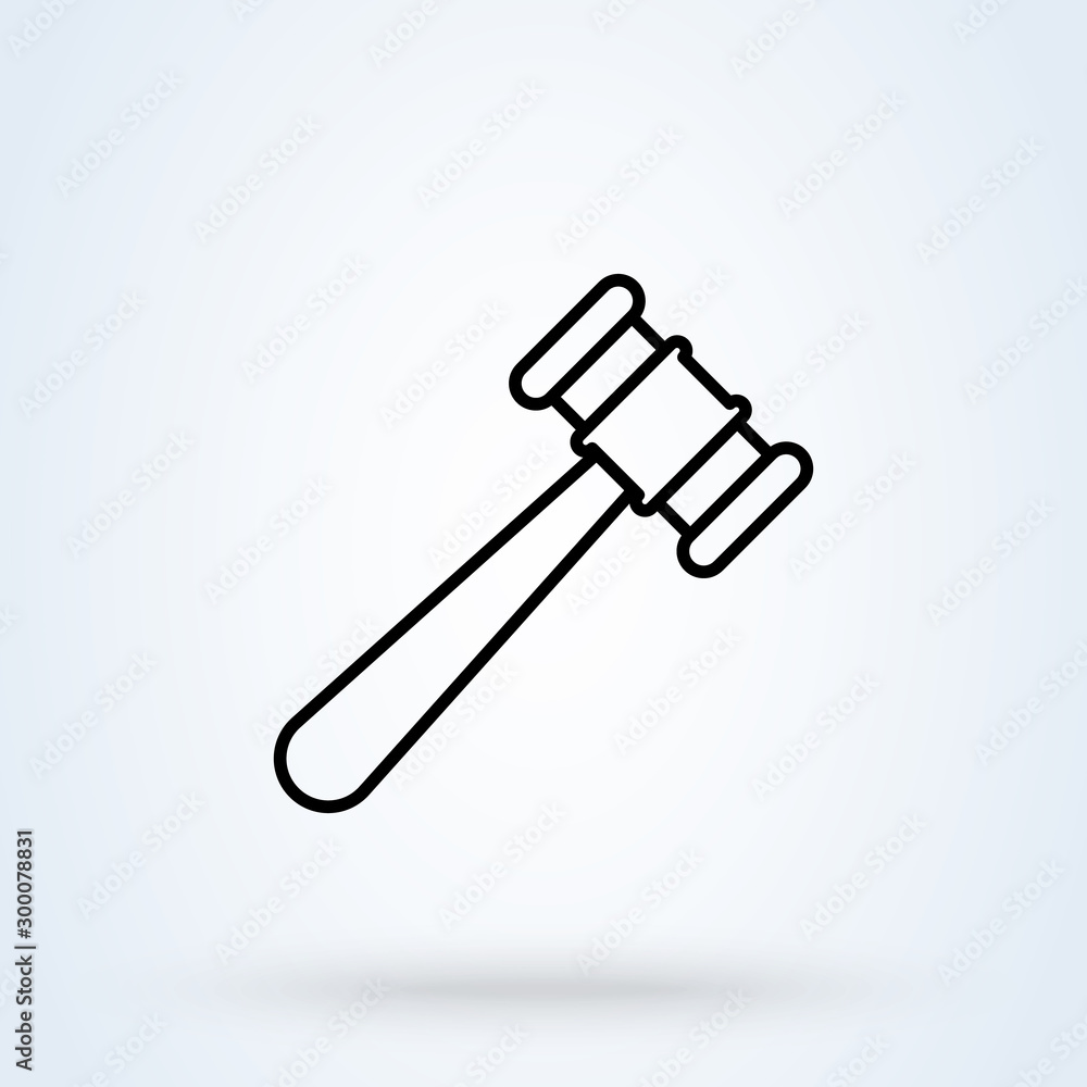 Judge gavel Simple. outline modern icon design illustration Judge gavel Simple. outline modern icon design illustration