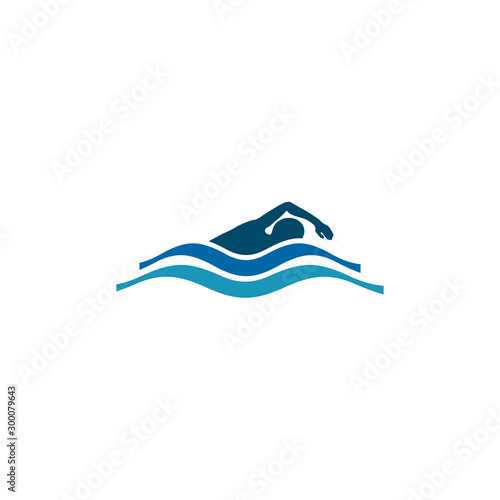 Swimmer logo design vector template