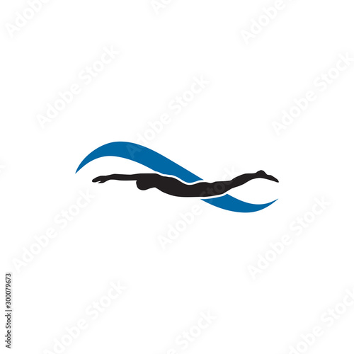 Swimmer logo design vector template