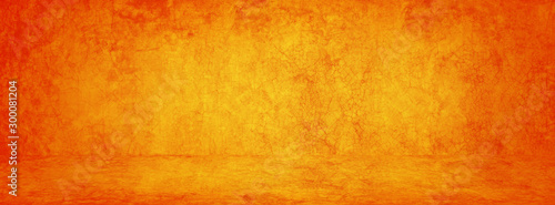 Orange cement studio and showroom banner background to present product