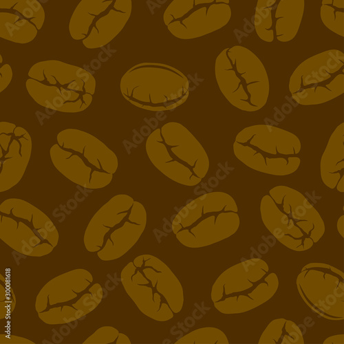 Coffee theme. Coffee beans seamless pattern in shades of raw umber