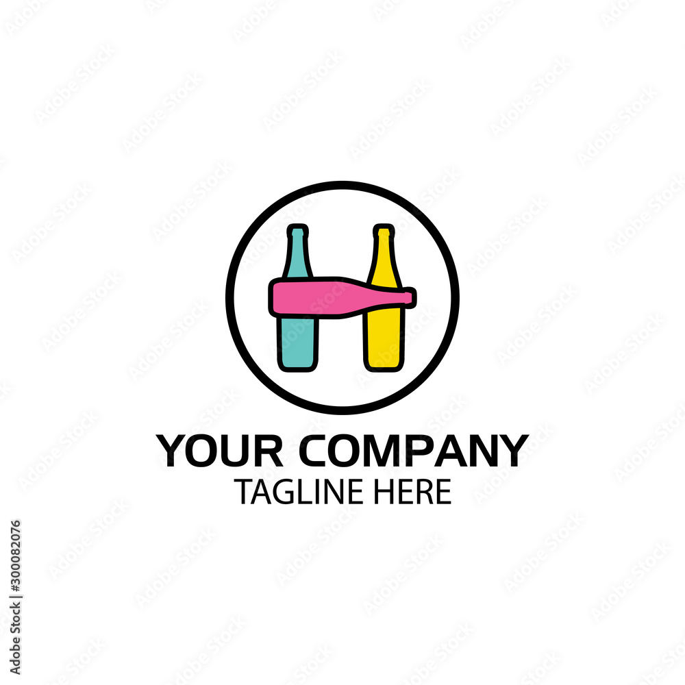 H bottle stock logo template., flat design. letter H, colorful.