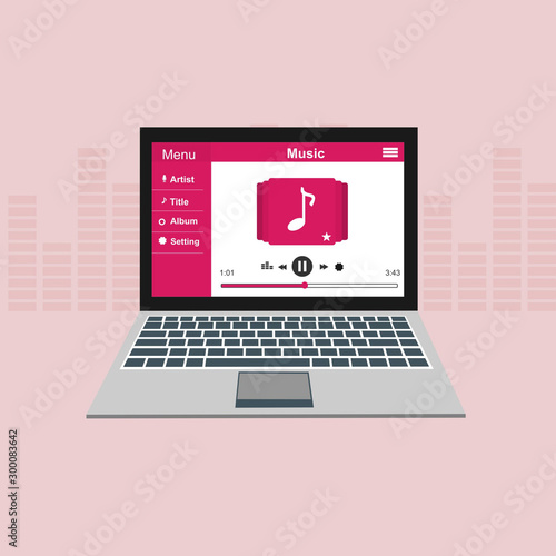 Laptop with ui Music modern app user interface design