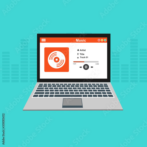 Laptop with ui Music modern app user interface design