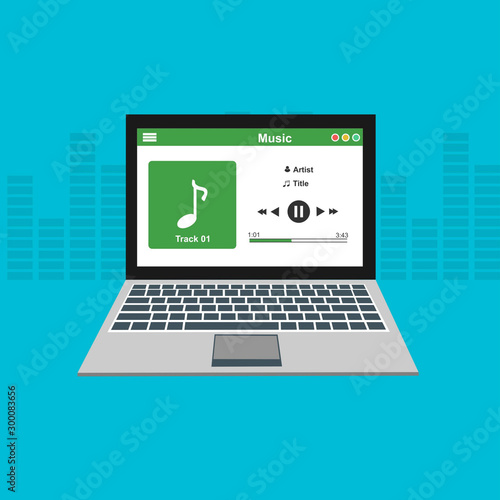 Laptop with ui Music modern app user interface design