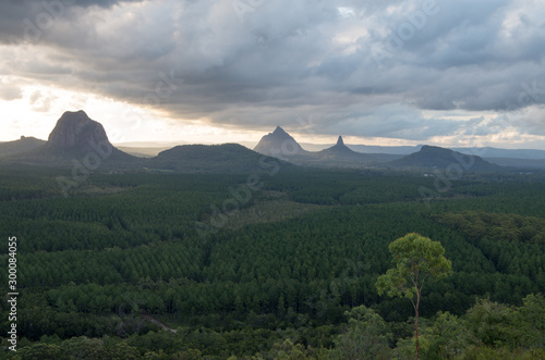 Glass House Mountains at sunset