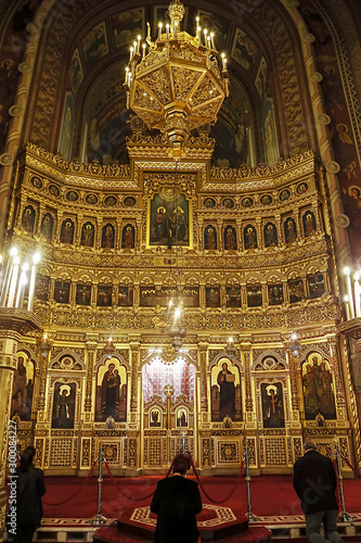 People that pray Inside in the Timisoara Orthodox Cathedral