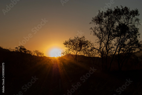 Sunrise over the hills near eManzana in Mpumalanga Province, South Africa