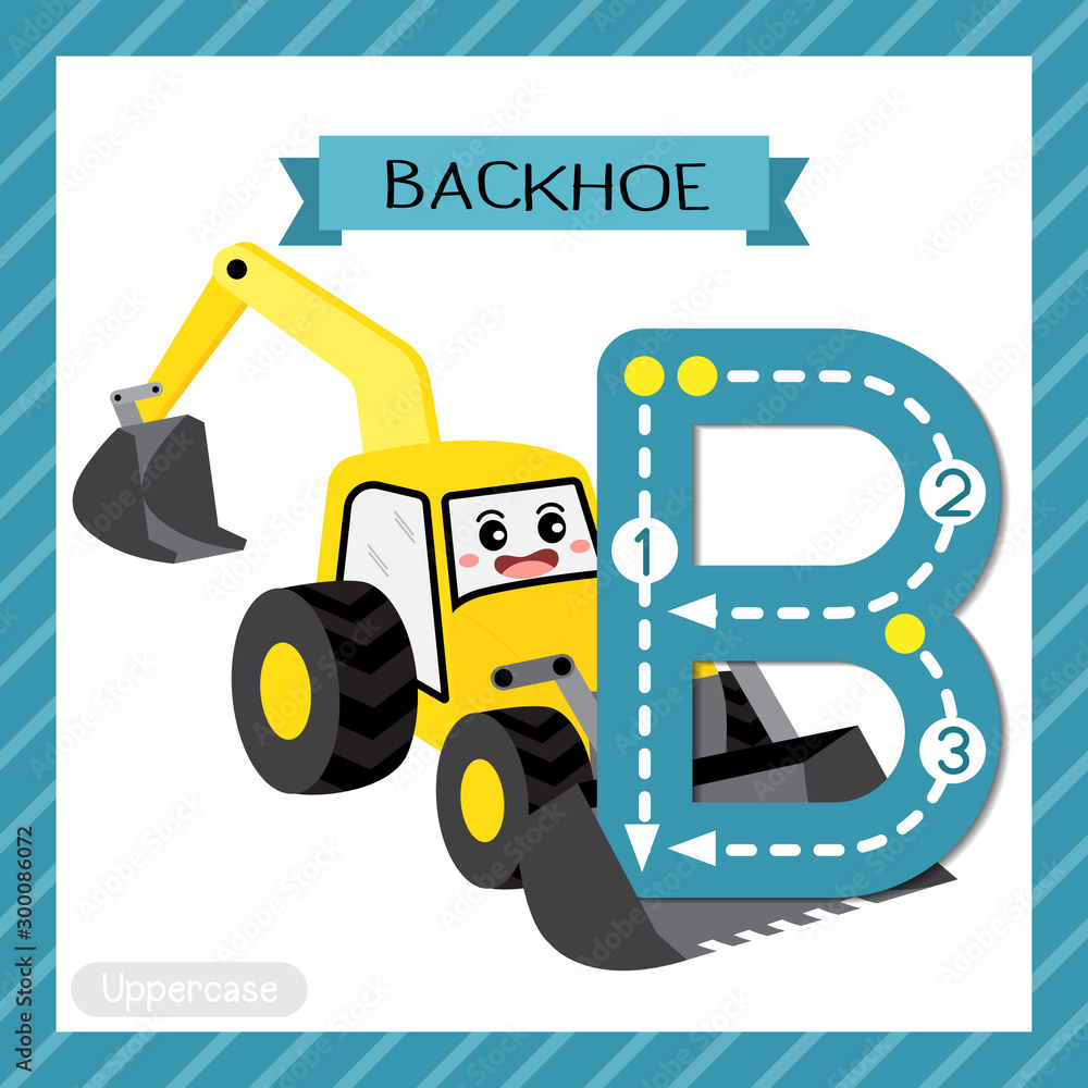 Letter B uppercase tracing. Backhoe Letter B uppercase tracing. Backhoe