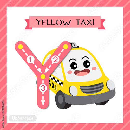 Letter Y uppercase tracing. Yellow Taxi